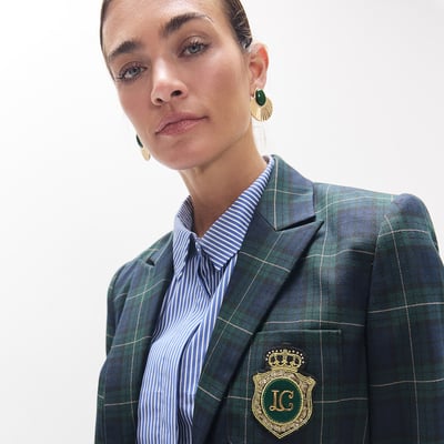Blazer à carreaux tartan avec écusson brodé LOLA CASADEMUNT