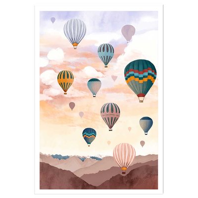 Affiche enfant ciel de montgolfière HEXOA