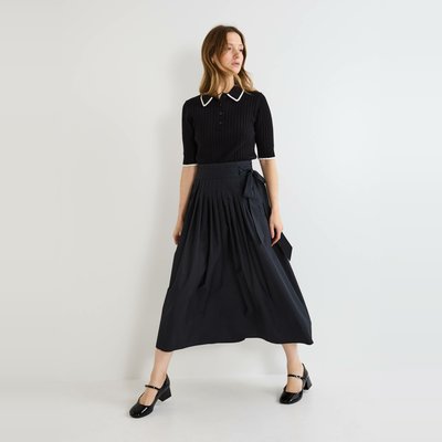 Jupe longue plissée en coton MONOPRIX
