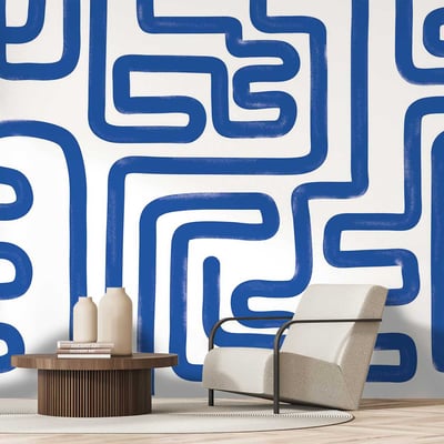Papier peint bleu HEXOA
