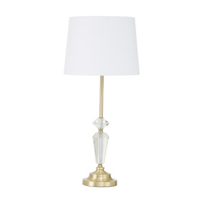 Gold and Crystal Contrast with White Shade Table Lamp SO'HOME