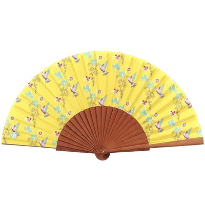 Eventail en bois et toile coton COLIBRI VENT DE BOHÈME