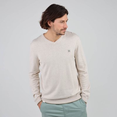 Pull col v marron homme La Redoute