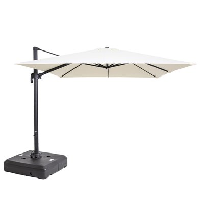 Parasol déporté carré 3 x 3m et dalle à lester sur roues, MALAGA OVIALA