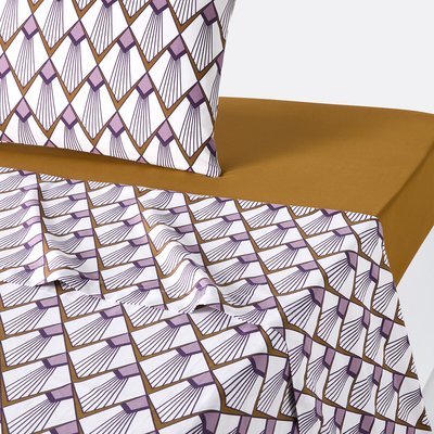 Drap plat percale de coton, Elisa mauve LA REDOUTE INTERIEURS