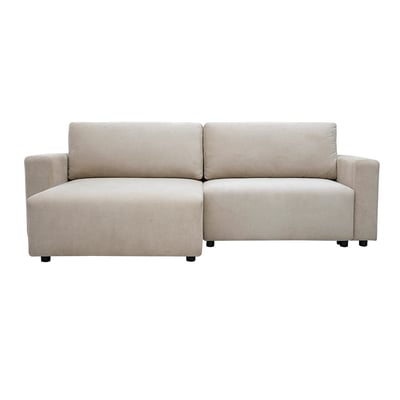 Canapé d'angle convertible réversible avec coffre 3-4 places en tissu chenille beige NESTO MILIBOO