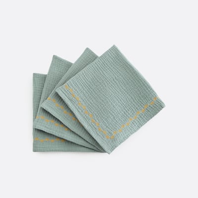 Lot de 4 serviettes de table en gaze de coton brodé, Kumla LA REDOUTE INTERIEURS