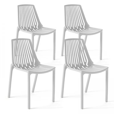Lot de 4 chaises de jardin empilables en plastique, MILAN OVIALA