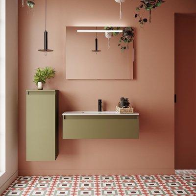 Ensemble vasque intégrée 1 tiroir + miroir - HUDSON HOMIFAB