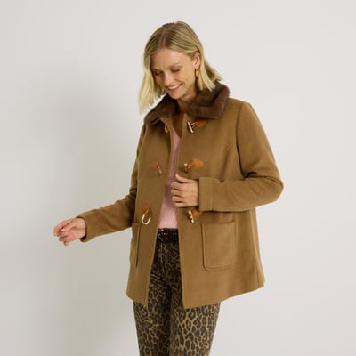 Manteau mi-long col amovible GRAIN DE MALICE