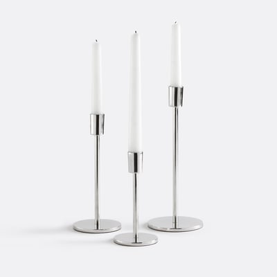 Lot de 3 bougeoirs en métal aluminium chromé, Oror LA REDOUTE INTERIEURS