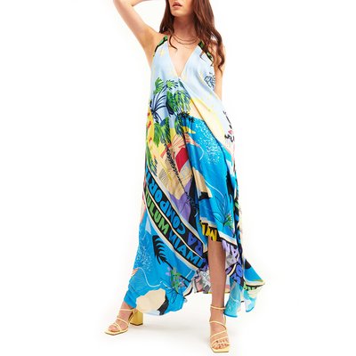 Robe de plage dos nu longue imprimé VOILA VACANZE WILD