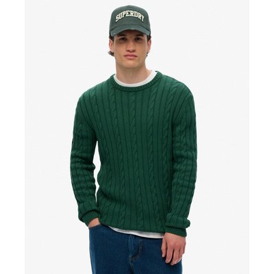 Pull ras du cou en maille torsadée classique en coton SUPERDRY