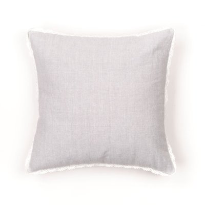 Coussin déhoussable avec dentelle coton uni CHARME TODAY