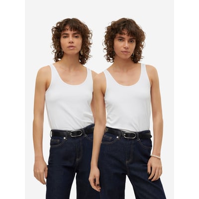 Lot De 2 Débardeurs Femme Manches Courtes E.Femme - Mélange Coton/Modal - Confortable, Sans Coutures Latérales - Taille S à 52/54