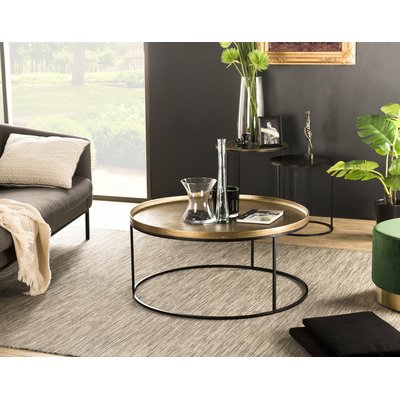 Table basse ronde contemporaine 88cm plateau métal doré style design ZALA PIER IMPORT