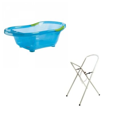 Baignoire bébé bleue avec vidange  + support à pied DBB REMOND