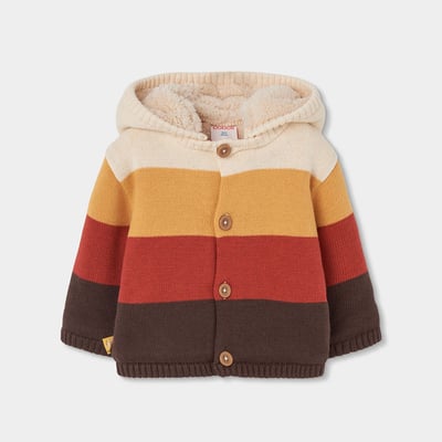 Sweat-shirt bébé en maille à rayures avec capuche BOBOLI