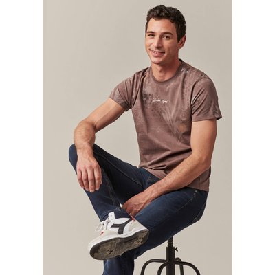 tshirt col rond avec motif floral et tête de mort, et impimé lettrage sur le devant BOTANICAL DEELUXE