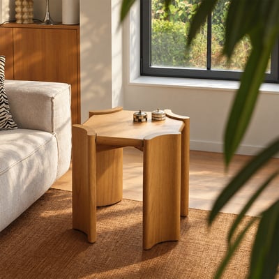 Table d'appoint en mindi carré 53 cm  ALVAR BERAH GETAH