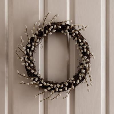 35cm Pussy Willow Wreath SO'HOME