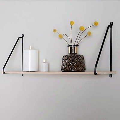 Etagère murale en métal noir et bois TALLINN PIER IMPORT