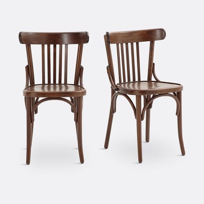 Lot de 2 chaises à barreaux, en hêtre massif, BISTRO LA REDOUTE INTERIEURS