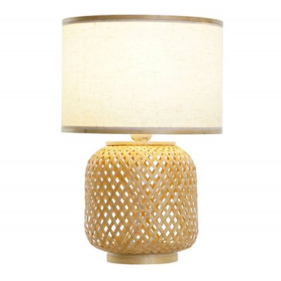Lampe à poser bambou et abat-jour beige 26x26x39cm WADIGA