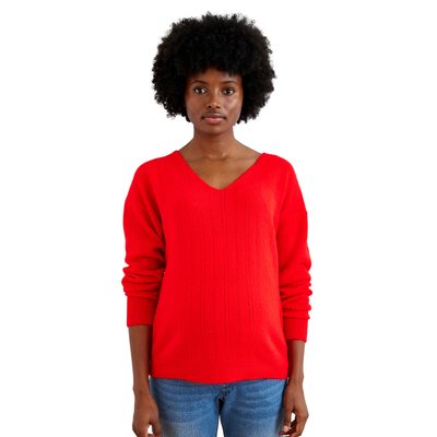 Pull col V grossesse en maille mousseuse fantaisie VERTBAUDET