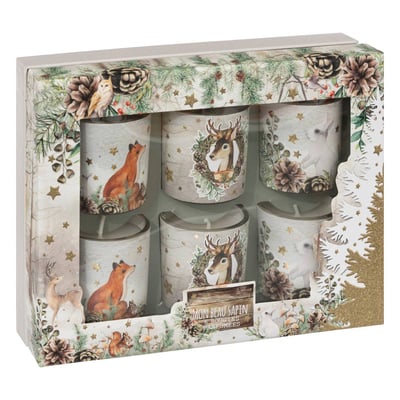 Bougie parfumée photophore bois 45g x6 FEERIC LIGHTS & CHRISTMAS
