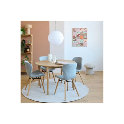 Table ronde extensible pieds tournés D105 + 4 chaises tissu - VICTORIA HELLIN, DEPUIS 1862