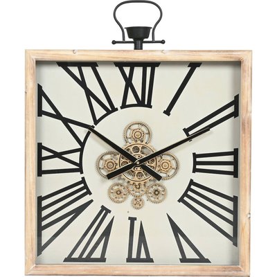 Horloge murale métal style traditionnel motif sapin  naturel RECOLLECTION