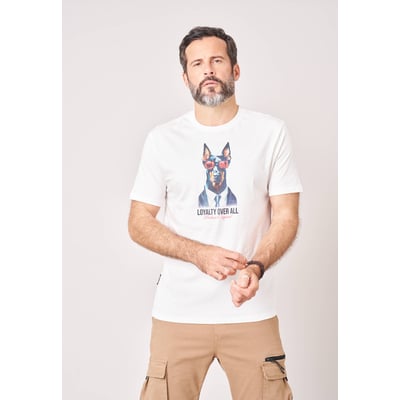 T-shirt confort homme en 100% coton imprimé chien lunettes LOYALTY DEELUXE