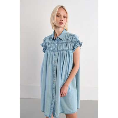 Robe smockée en coton, effet denim LILI SIDONIO