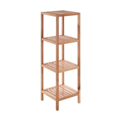 4-Tier Bathroom Storage Shelves in Walnut Wood SO'HOME