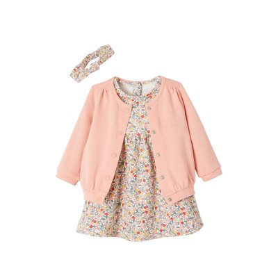 Ensemble 3 pièce robe + cardigan + bandeau VERTBAUDET