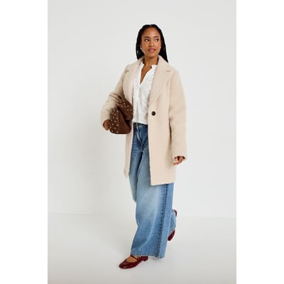 Manteau droit mi-long bouclettes CACHE CACHE