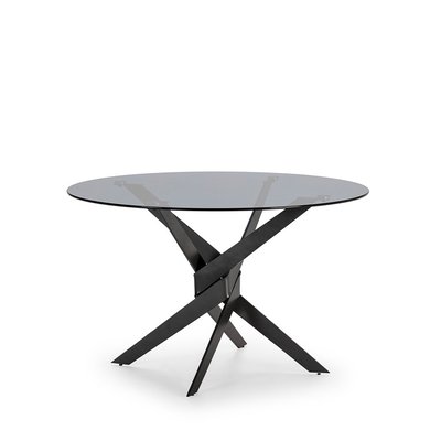 Table à manger 4 personnes en verre trempé et métal - Dravon DRAWER