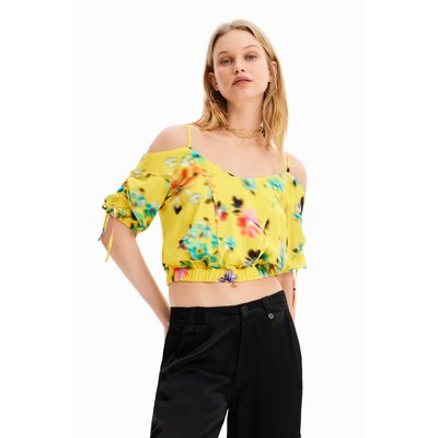 Blouse courte froncée fleurs DESIGUAL
