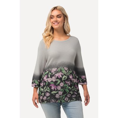 Pull, fleurs, point mousse, col rond ULLA POPKEN