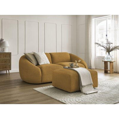 Canapé droit fixe 3 places en velours côtelé avec pouf, TINA BOBOCHIC