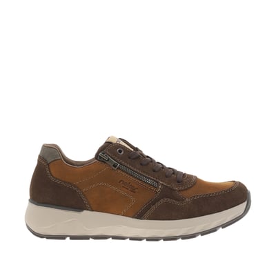 Sneakers en cuir marron à talon plat avec des lacets et un zip latéral RIEKER