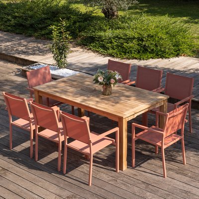 Salon de jardin en teck, 8 pl, JAVA HAPPY GARDEN
