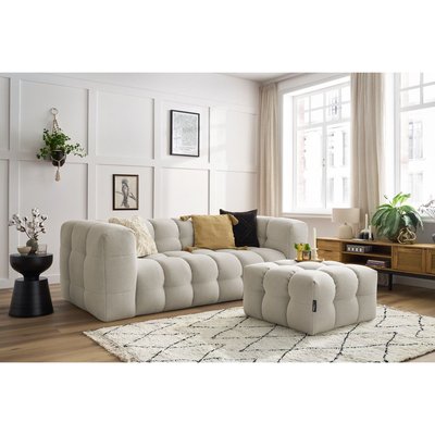 Canapé droit fixe 4 places en tissu avec pouf, CLOUD BOBOCHIC