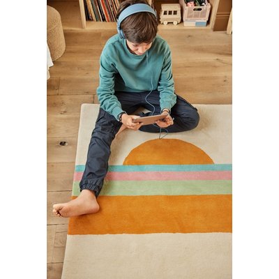 Tapis enfant rectangulaire épais, Coton bio GOTS, SUNSET BLEUU STUDIO