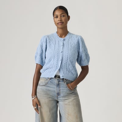 Cardigan manche courte maille Pointelle Pauline LEVI'S