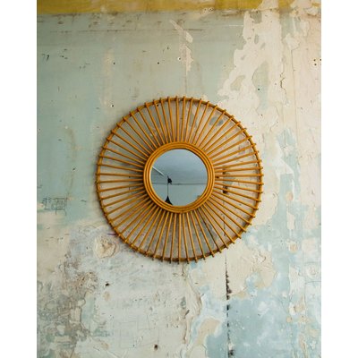 Miroir en rotin Georges N°1171 - Bon état DEBONGOUT