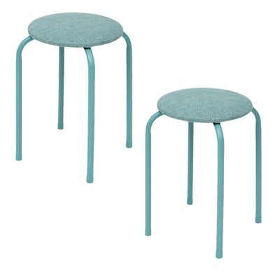 Lot de 2 tabourets d'appoint en métal et tissu chiné FLEXY TOILINUX