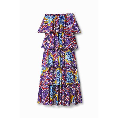 Robe longue à volants Stella Jean - RED - L DESIGUAL