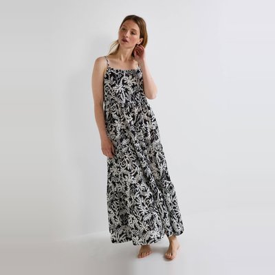 Chemise de nuit longue fines bretelles imprimée en coton BIO MONOPRIX LINGERIE